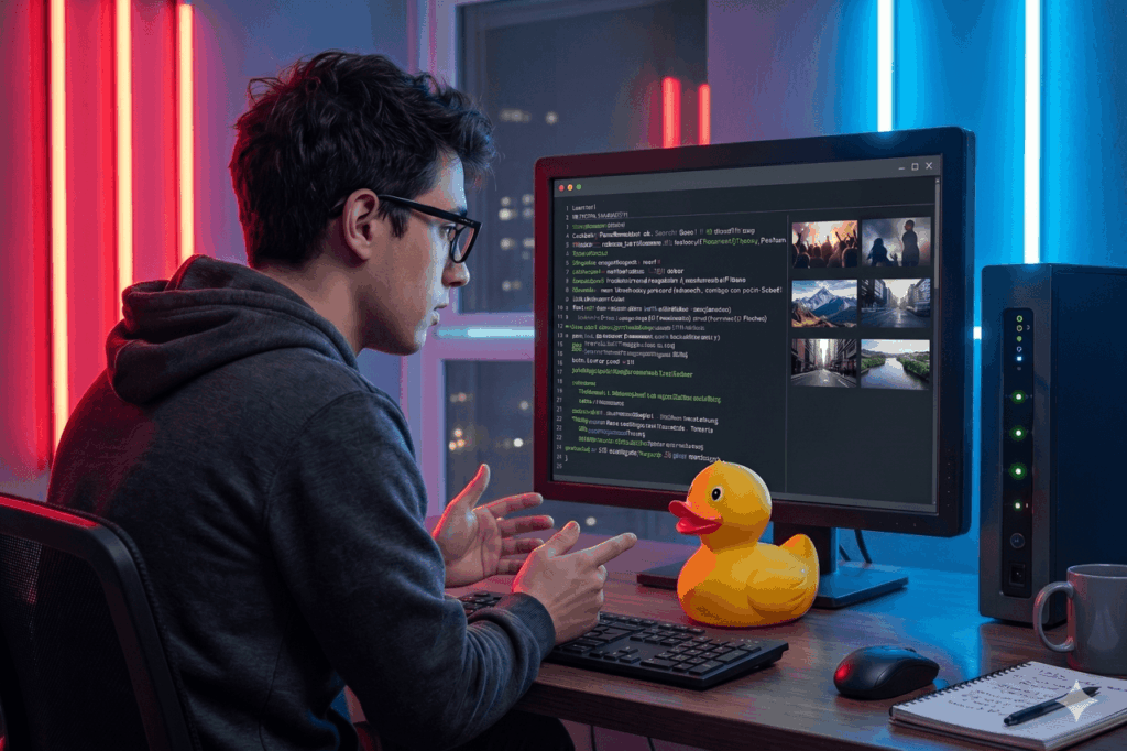 developer debugging rtmp streaming issues with rubber duck