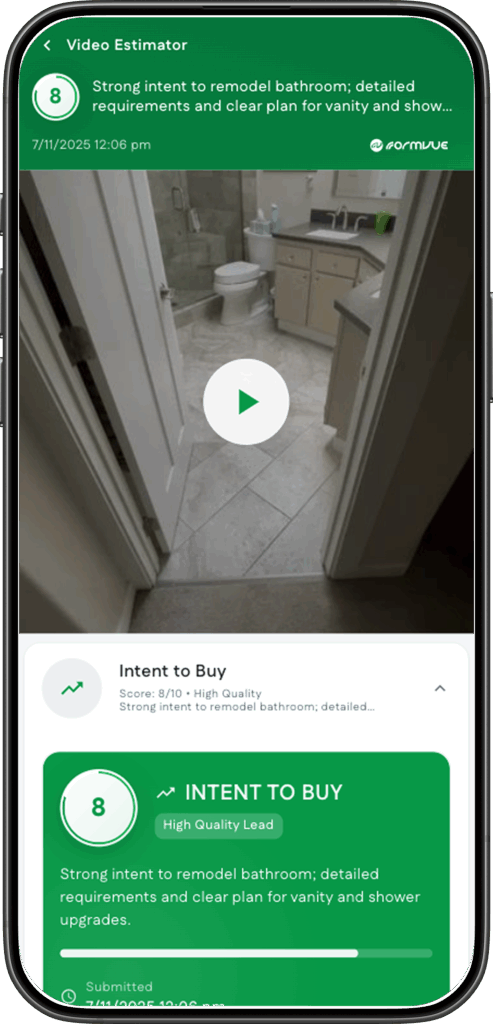 formvue buyer intent in video estimator feature