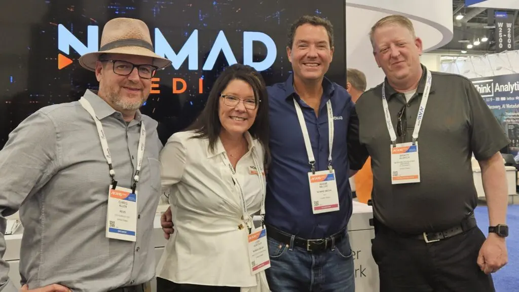 chris allen from red5 with brady from montana state legislature and adam from nomad media at the nab show 2026 chris allen from red5 with brady from montana state legislature and adam from nomad media at the nab show 2026