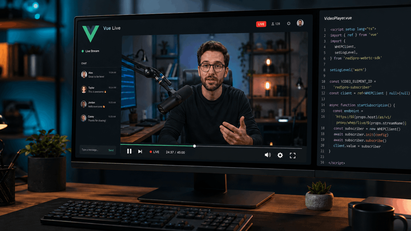 vue streaming tutorial: build a live video streaming app with webrtc (whep)
