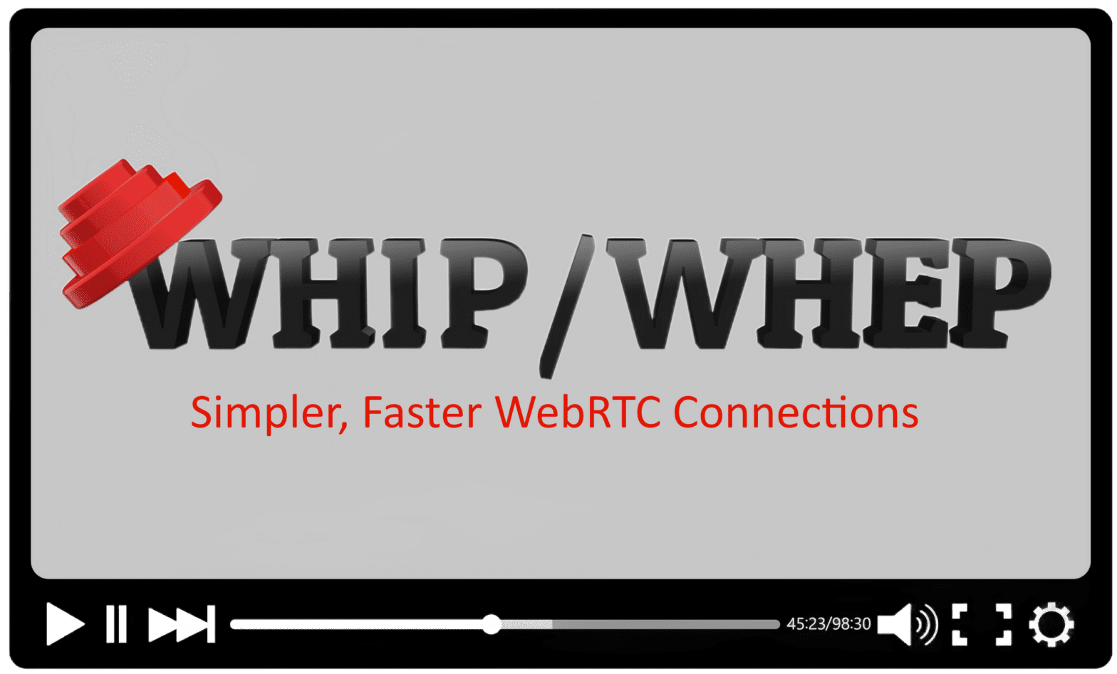 WHIP and WHEP grey image with red Devo hat.