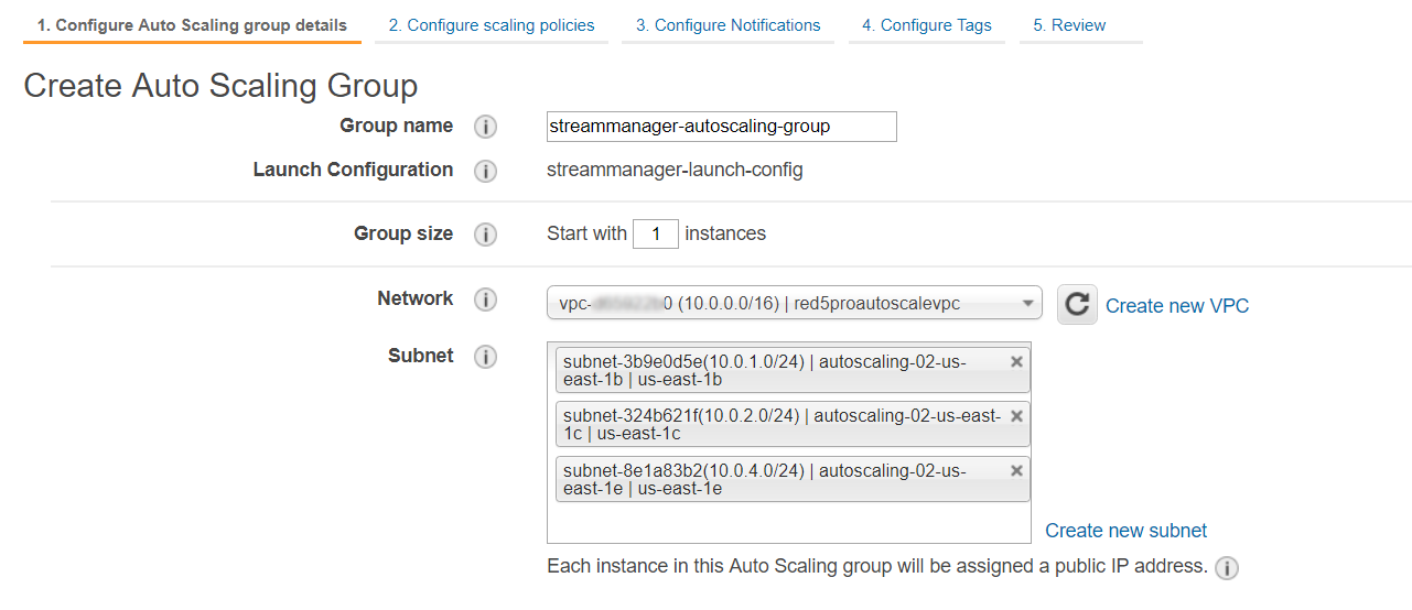 Configure Auto Scaling Group Details