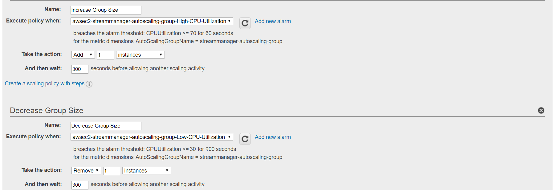 Auto Scale Group Alarm configuration 2