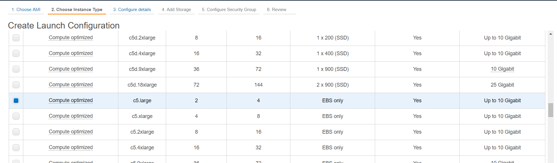 Select Instance Type