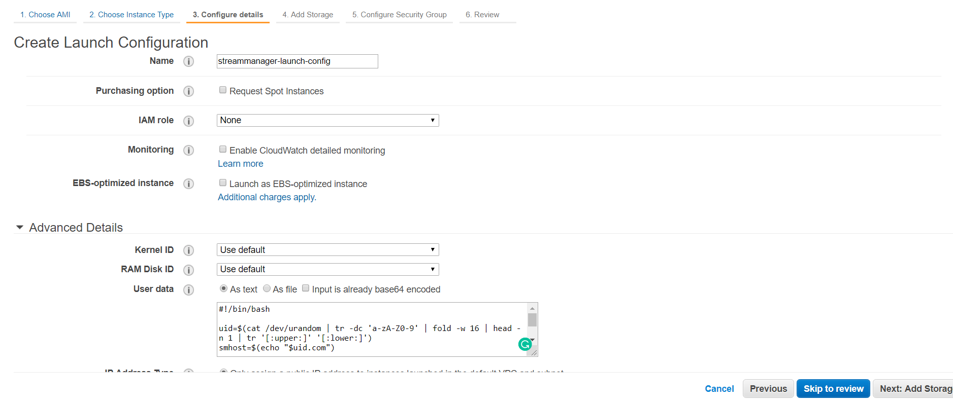 Configure Details