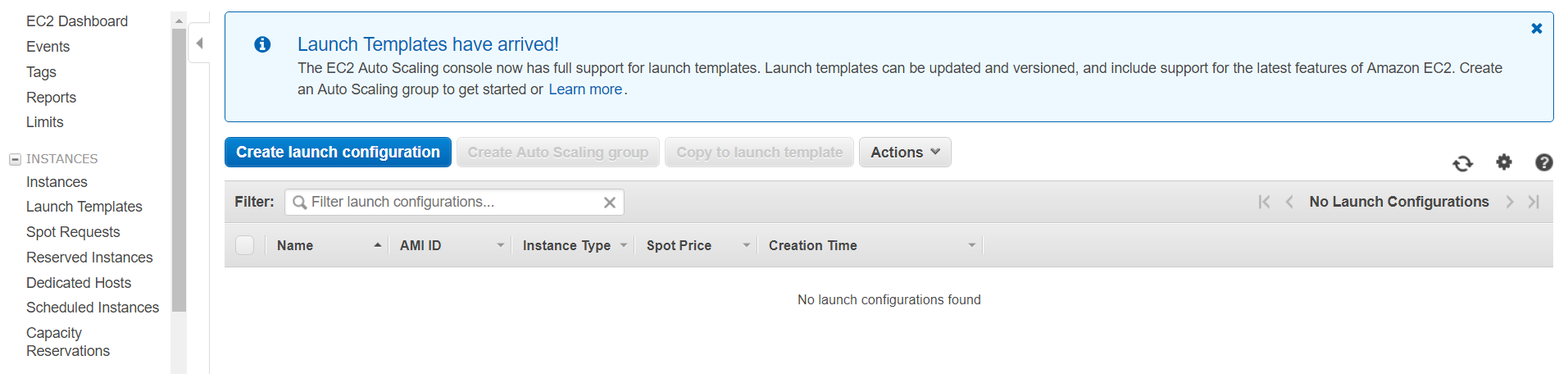 Creae launch configuration