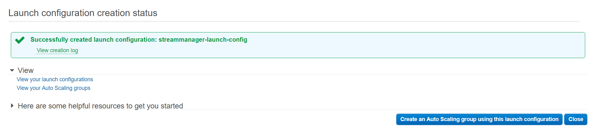 Launch configuration created