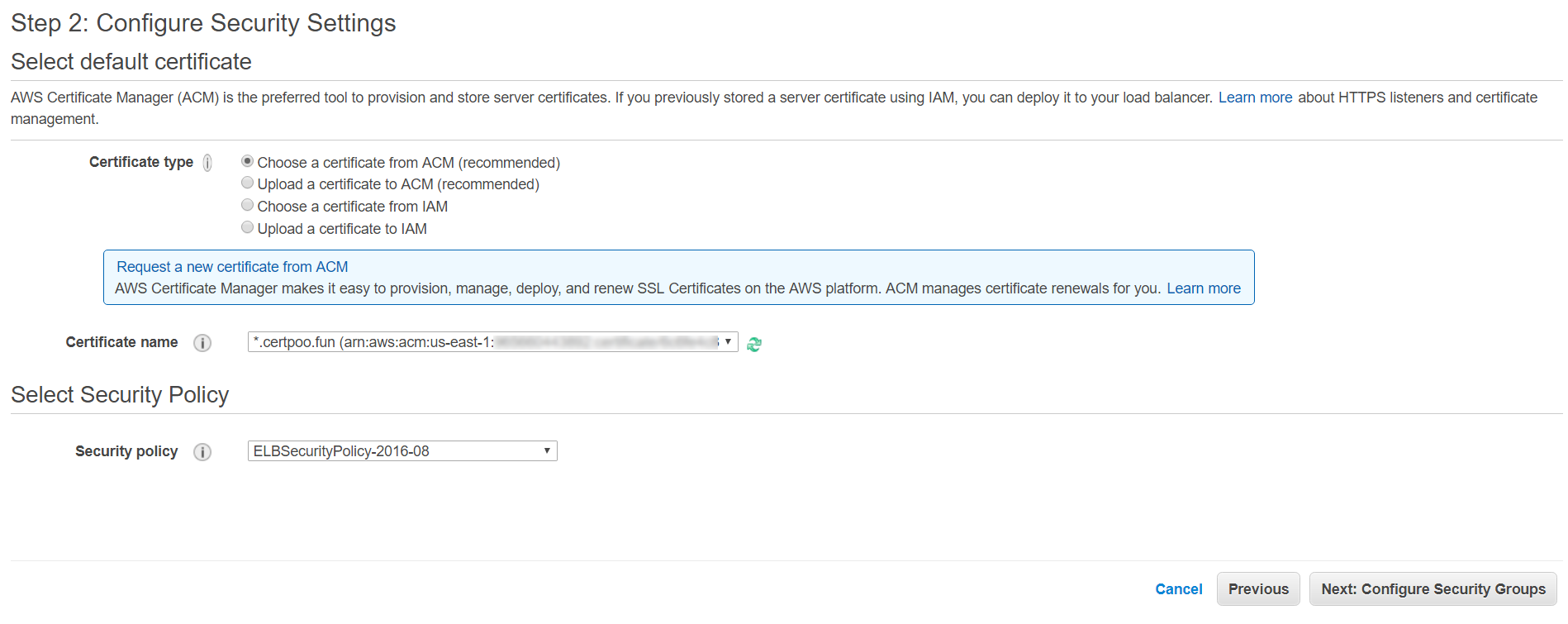Load Balancer Security Settings