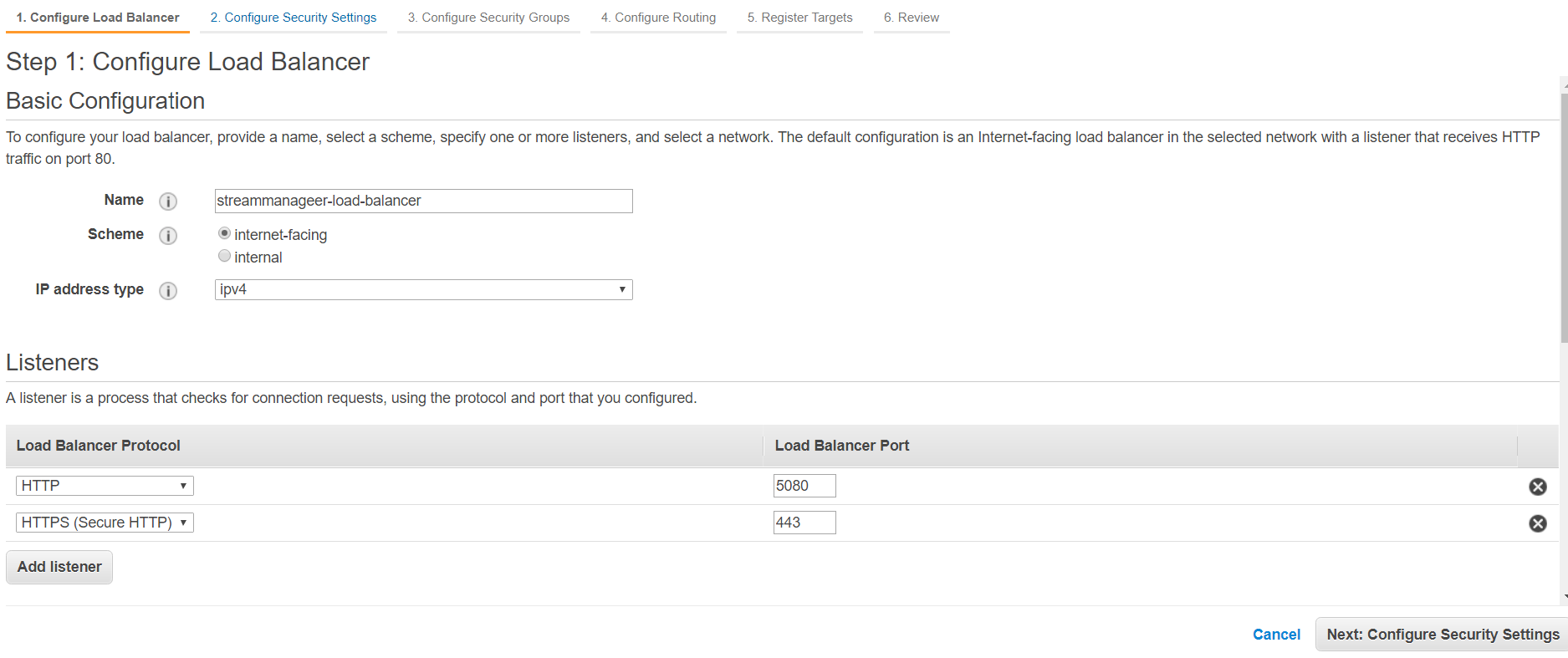 Configure Load Balancer - Ports
