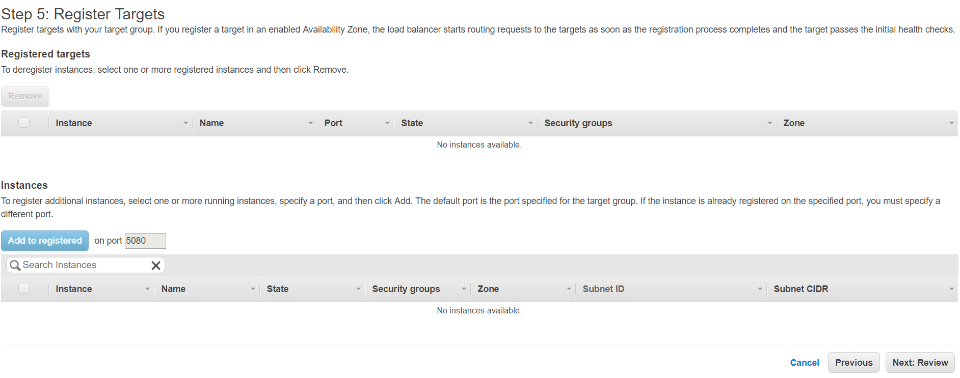 Load Balancer Register Targets