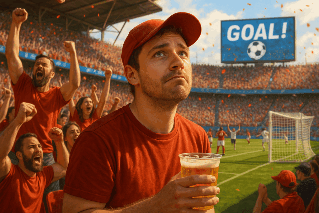 goal missed because of human perception at stadium